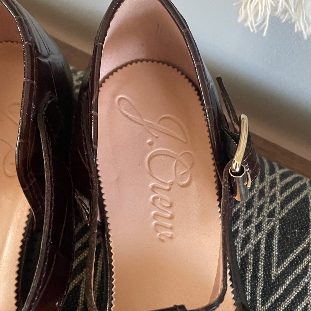 J. Crew Dark Brown Winona cutout loafers in Italian croc-embossed leather - Picture 2 of 5
